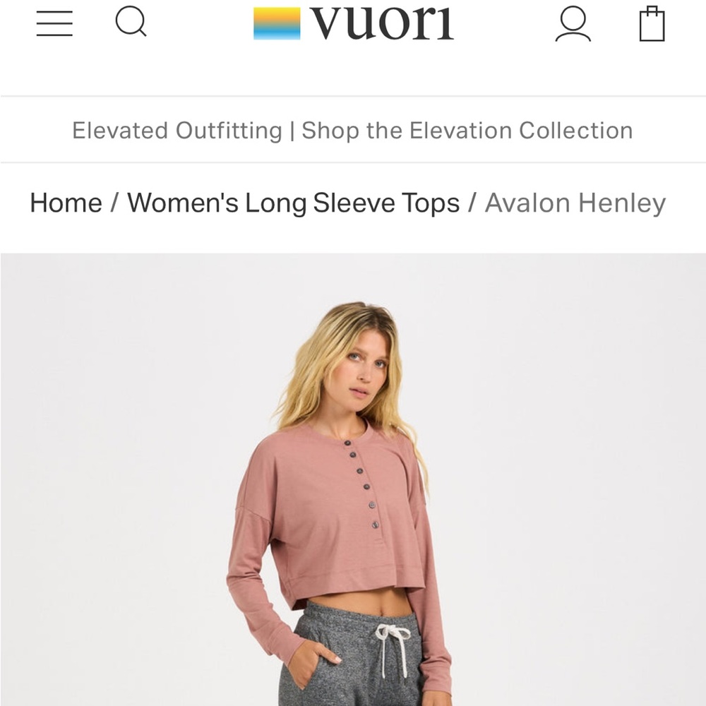 Vuori • Women’s Avalon Henley • X-Small • Light Terracotta